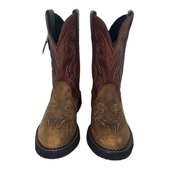 SANTA FE Leather Western Cowboy Boots Mens Size 8M Brown NWT $199 - Picture 8 of 10